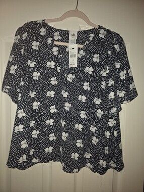 CAbi Top #6506 Navy & White Top Size M NWT